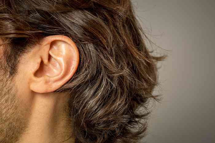 Close up on man's ear