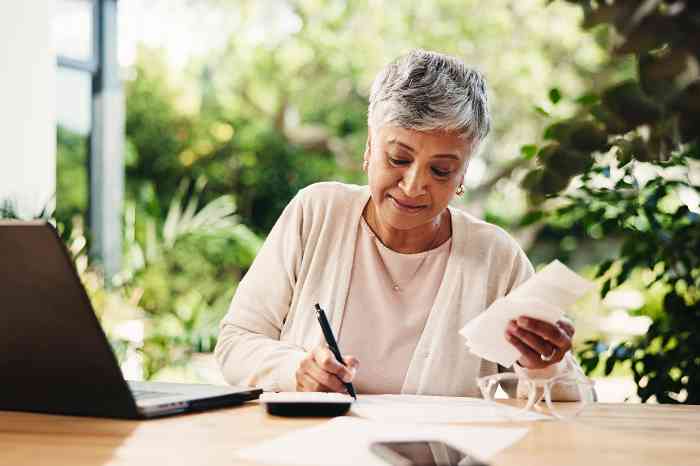 A woman planning costs