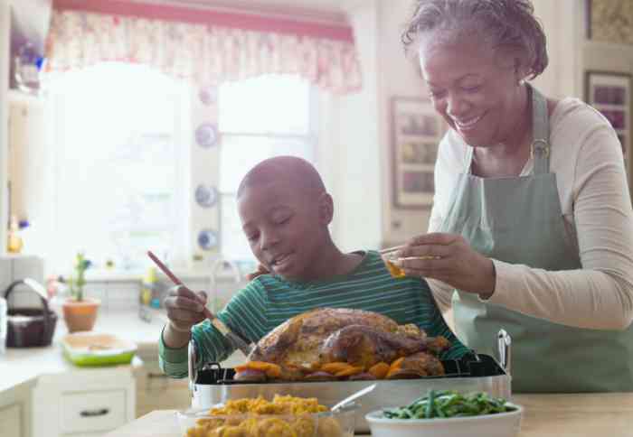 grandma and grandson cooking