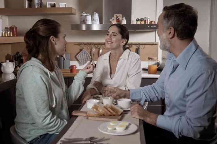 Family during breakfast