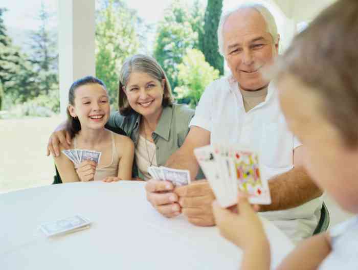 Family playing cards