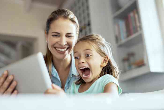 Mother and daughter on video call