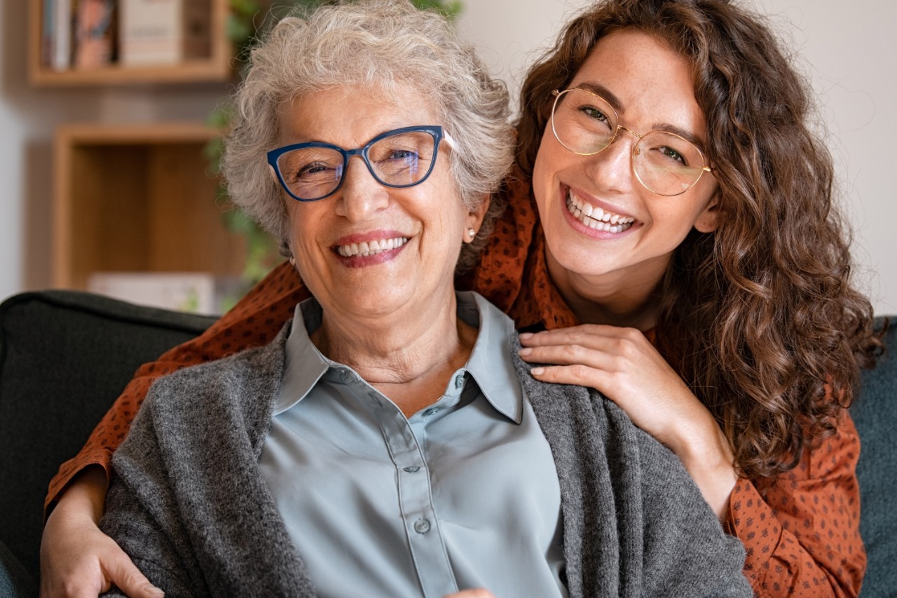 Two women wearing glasses