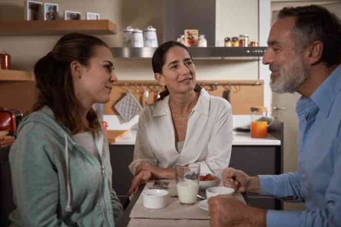 Family at breakfast table