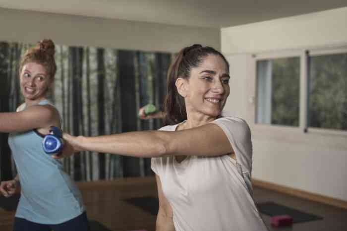 Girl exercising smiling