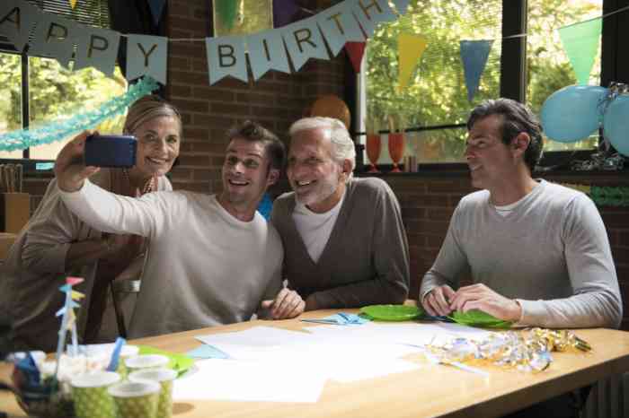 Family taking a selfie during birthday party