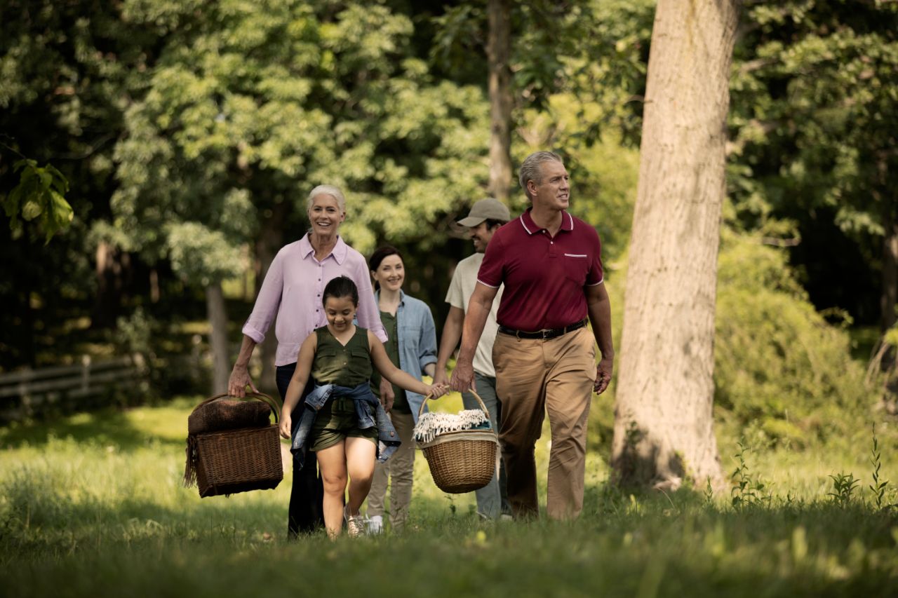 famille en train de pique-niquer