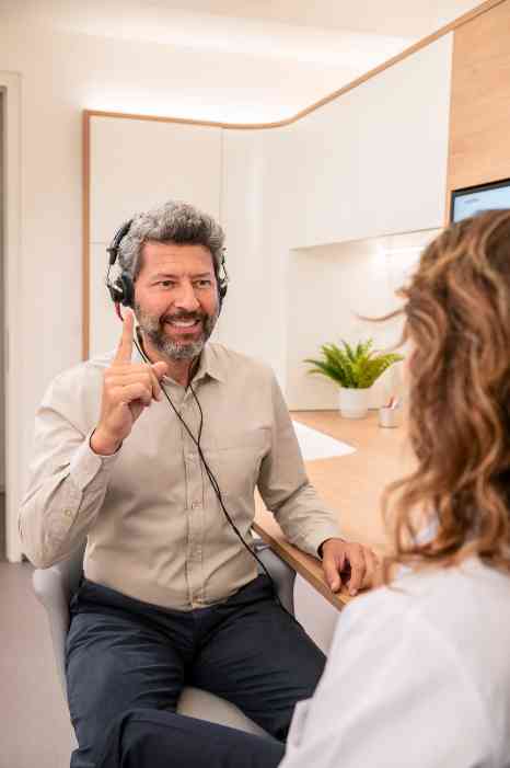 A man undergoing a hearing test