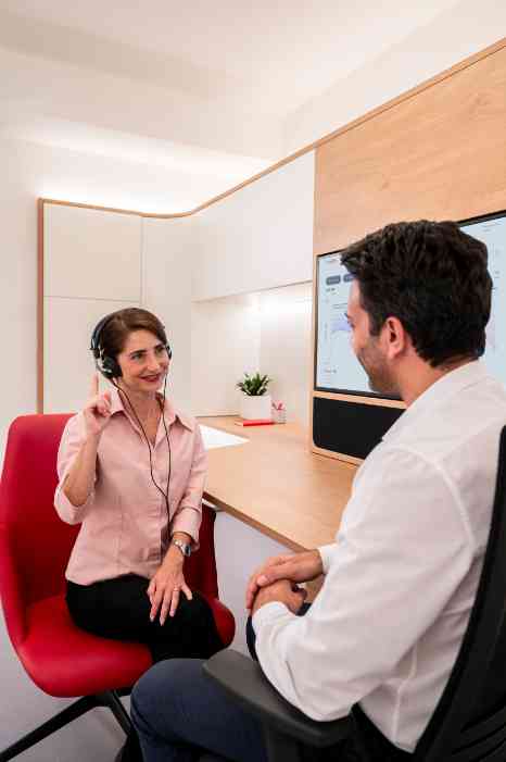 female client with audiologist