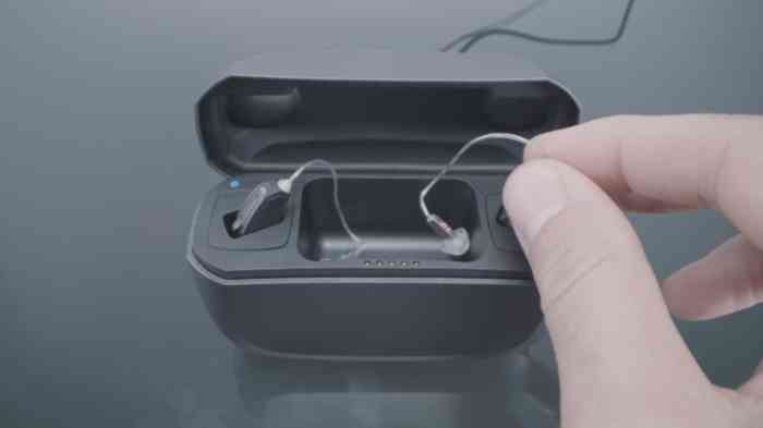 Apprecchi acustici all'interno del caricabatterie