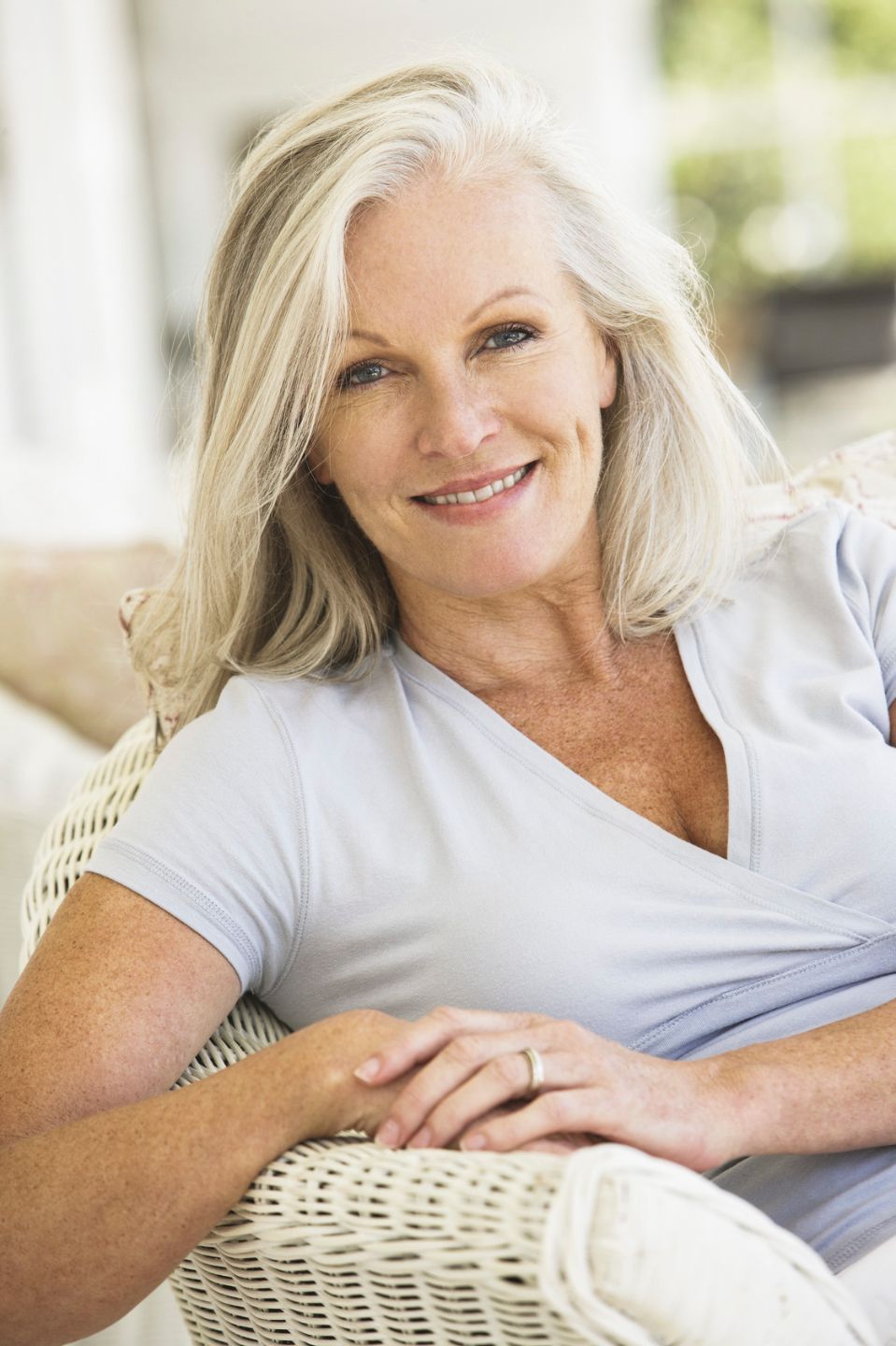 close-up of a smiling woman.